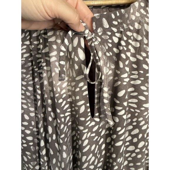 NWOT Buddy Love Dalmation Print Balloon Sleeve Brown Ruffle Dress Women’s Size M - Picture 4 of 11